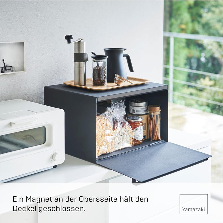 YAMAZAKI 4353 Tower Brotkasten, Stahl, Holz, Silikon,