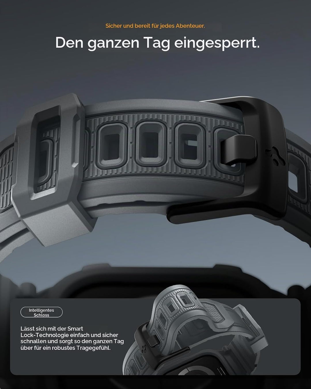 Spigen Rugged Armor Pro 2 Hülle mit Band für Apple Watch 11/10 46mm | TPU-Unibody-Hülle mit Armband,