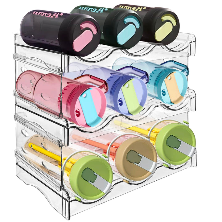 VUL Flaschenregal, Flaschenregal Stapelbarer, Flaschenhalter Kühlschrank Organizer, Wein Kunststoff