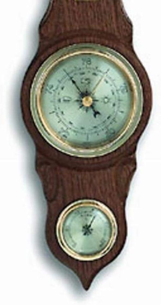 Wetterstation Eiche massiv, rustikal/gold, 43 cm