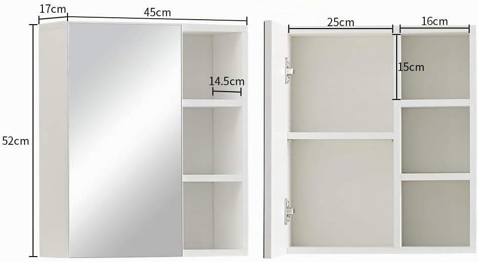 CLIPOP Badezimmer Spiegelschrank,Badezimmerschrank mit Einzeltür Verspiegelt und 2 Einlegeböden,Holz