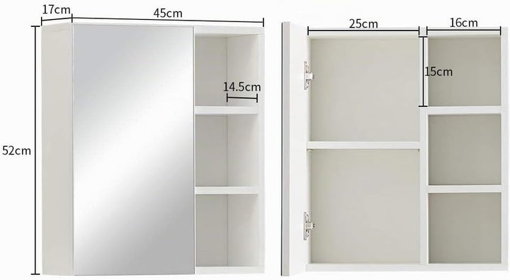 CLIPOP Badezimmer Spiegelschrank,Badezimmerschrank mit Einzeltür Verspiegelt und 2 Einlegeböden,Holz