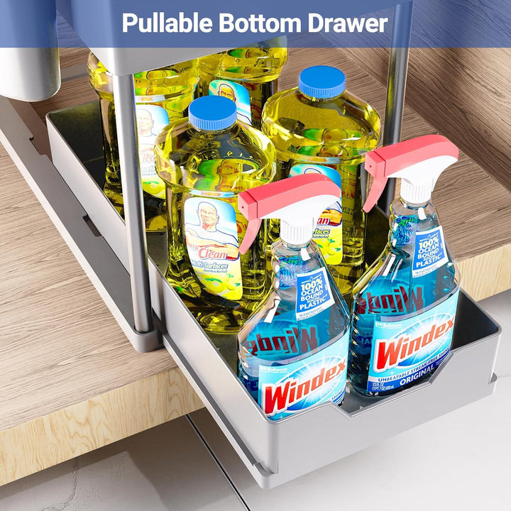 Puricon 2 Set Unter Waschbecken Regal, 2 Etagen Standregal Küche Arbeitsplatte Regal Organizer, Mehr