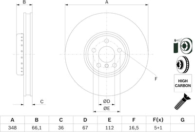 Bosch BD2804 Verbundbremsscheiben - Vorderachse - ECE-R90 Zertifizierung - eine Bremsscheibe