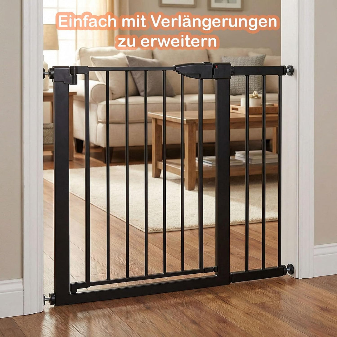 Treppenschutzgitter ausziehbar ohne Bohren - Türschutzgitter 110cm Schwarz Schwarz 110cm, Schwarz 11