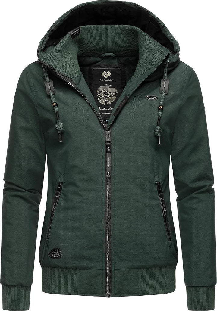 Ragwear Damen Winterjacke Outdoorjacke wasserdicht mit Kapuze Nuggie Melange XS-6XL XS Dark Green, X