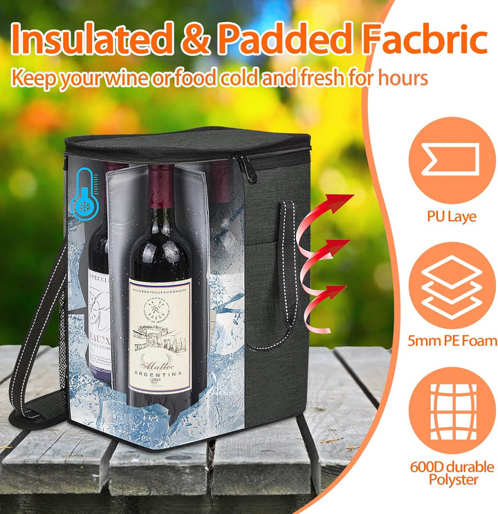 Kato Tirrinia Flaschentasche 6 Flaschen Wein Kühltasche Flasche Kühltaschen, Weintasche Kühltaschen