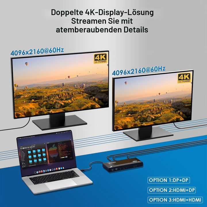 WAVLINK USB C Universelle Docking Station 60W Stromversorgung Unterstützt Dual 4K Videoausgänge (Dis