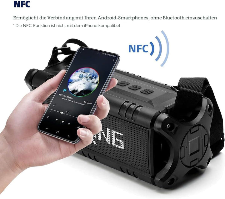 Bluetooth Lautsprecher, W-KING 50W Musikbox mit Enormer Bass/EQ/Powerbank/24H Akku/Wasserdicht IPX6