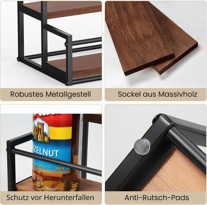 THYGIFTREE Kaffeesirup-Organizer, 2-stöckig, 10 Sirupflaschen, Ständer für Kaffeebar, Aufbewahrungsr