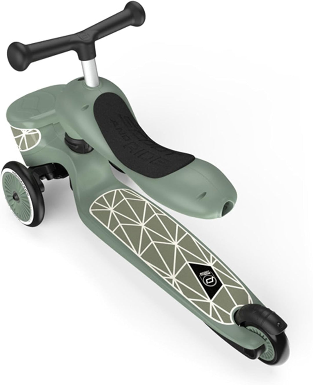 Scoot & Ride Unisex – Babys Highwaykick 1 Lifestyle Kickboard mit Sitz und Behälter… Green Lines, Gr