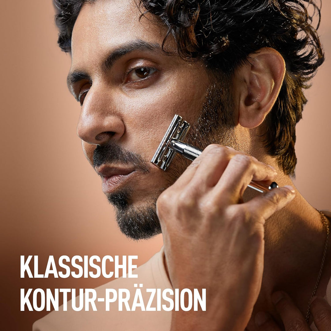 King C. Gillette Rasierhobel Herren, Rasierer + 5 Rasierklingen, Nassrasierer Safety Razor mit langl