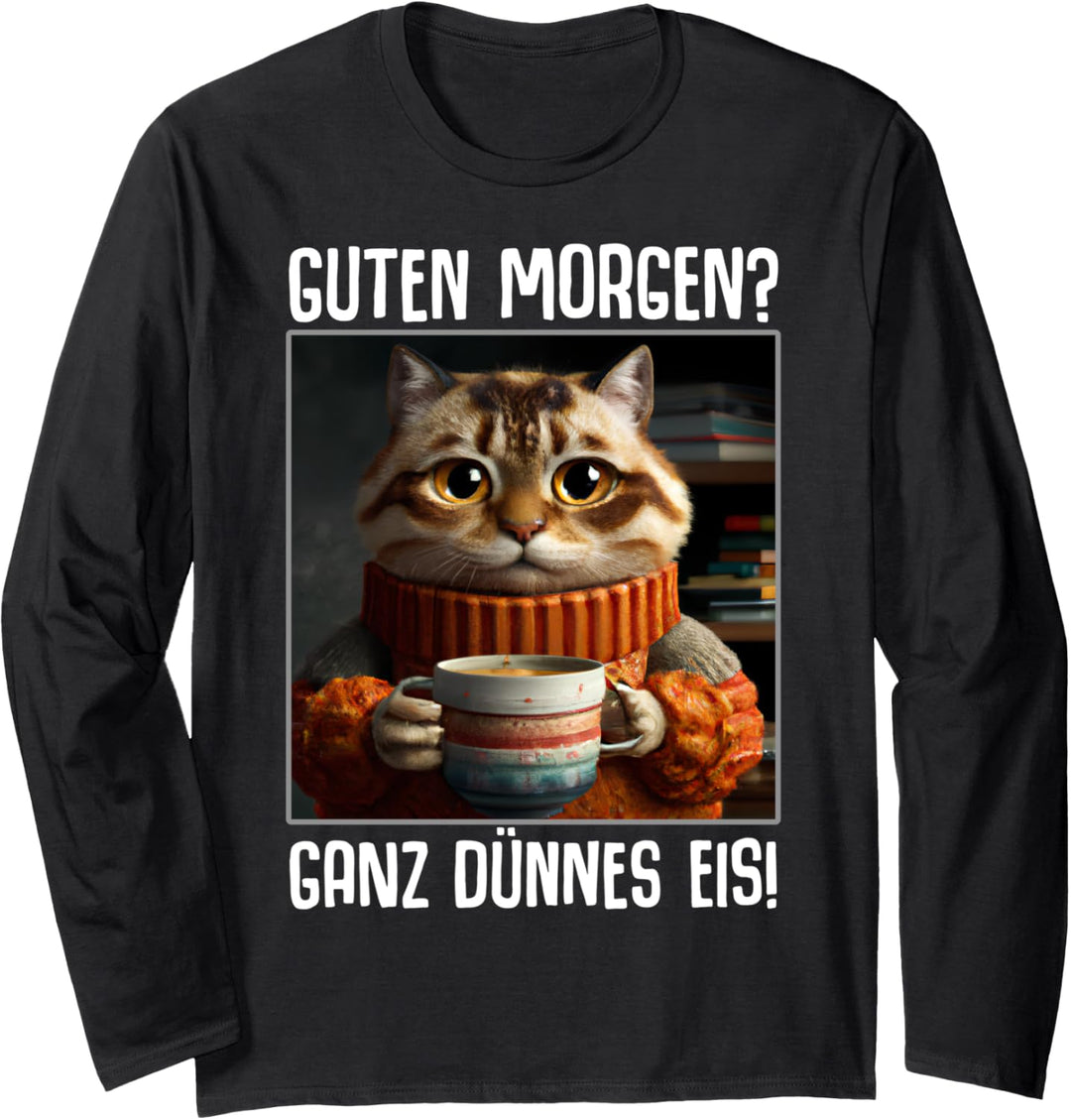 Kaffee Morgenmuffel Mitarbeiter Spruch Lustig Katze Geschenk Langarmshirt