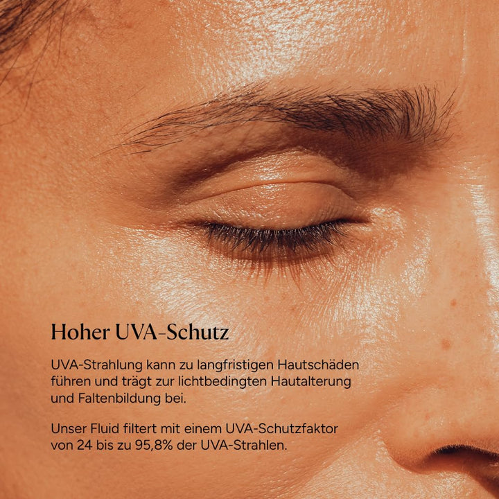 JUNGLÜCK Sonnenfluid Gesicht SPF 50 - Vegan | Leichte Gesichtslotion mit organischen UVFiltern ohne