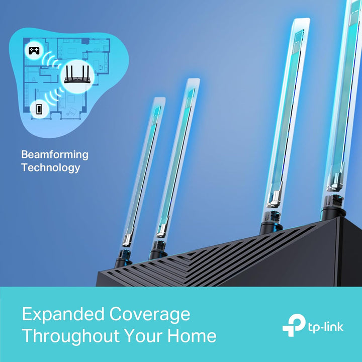 TP-Link Archer AX53 Wi-Fi 6 WLAN Router (2402 Mbit/s 5 GHz, 574 Mbit/s 2,4 GHz, 4 × Gigabit LAN-Port