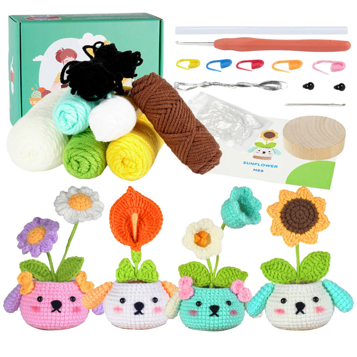 RoseFlower Häkelset für Anfänger, Häkelset tiere set mit Schritt für Schritt-Video-Tutorials, DIY Ba