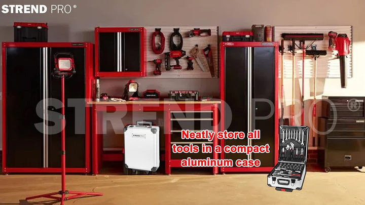 STREND PRO Werkzeugkoffer Gefüllt 117 Tlg. Werkzeugkiste - Perfektes Handwerkzeug Set für DIY- Werkz