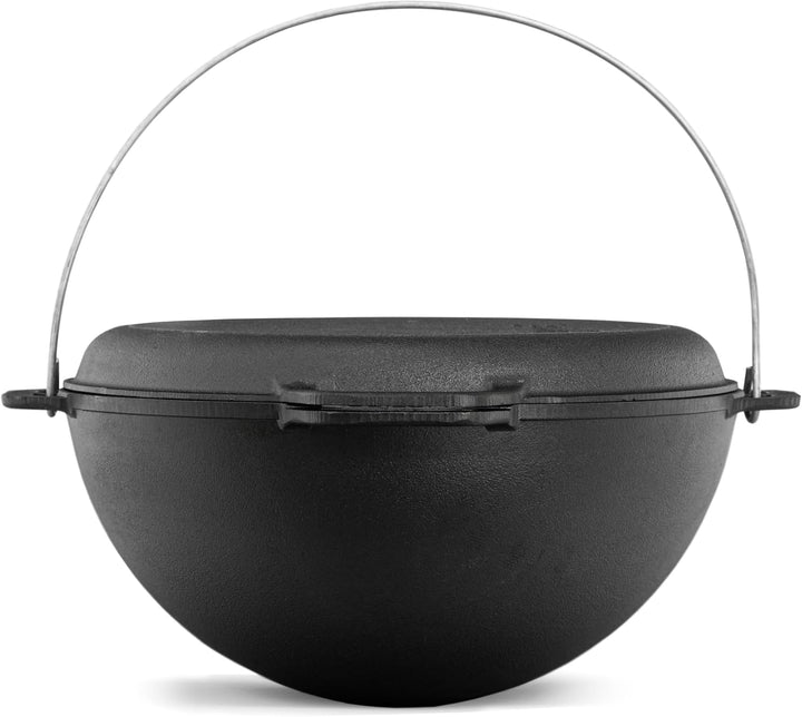 Schwenktopf 10 L Kazan aus Gusseisen Kasan Asien Kessel mit Deckel-Grillpfanne Gusstopf Campingtopf