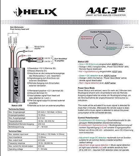 Helix AAC.3 HP | High/Low Konverter | Adapter für Original-Soundsysteme mit separatem Verstärker
