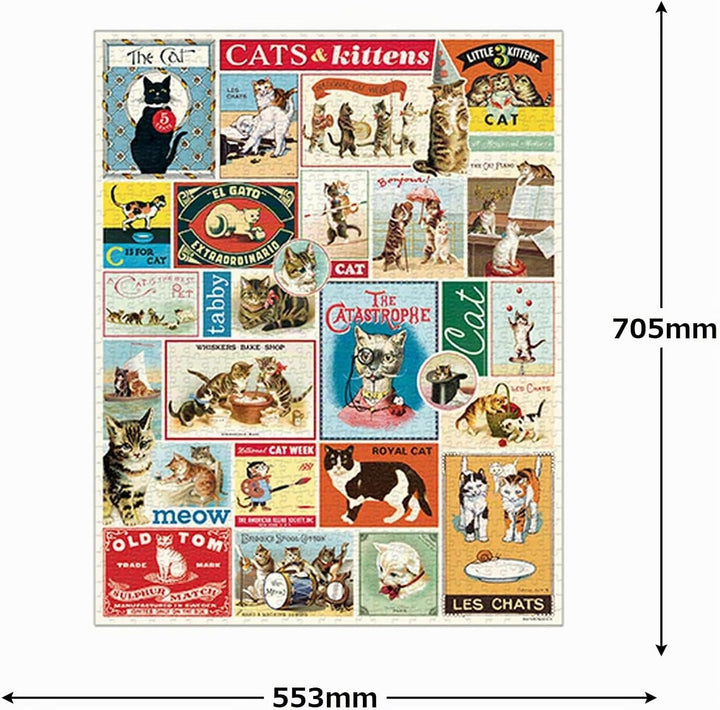 Cavallini Papers &amp; Co. Cats Katzen 1000 Teile Puzzle, Mehrfarbig