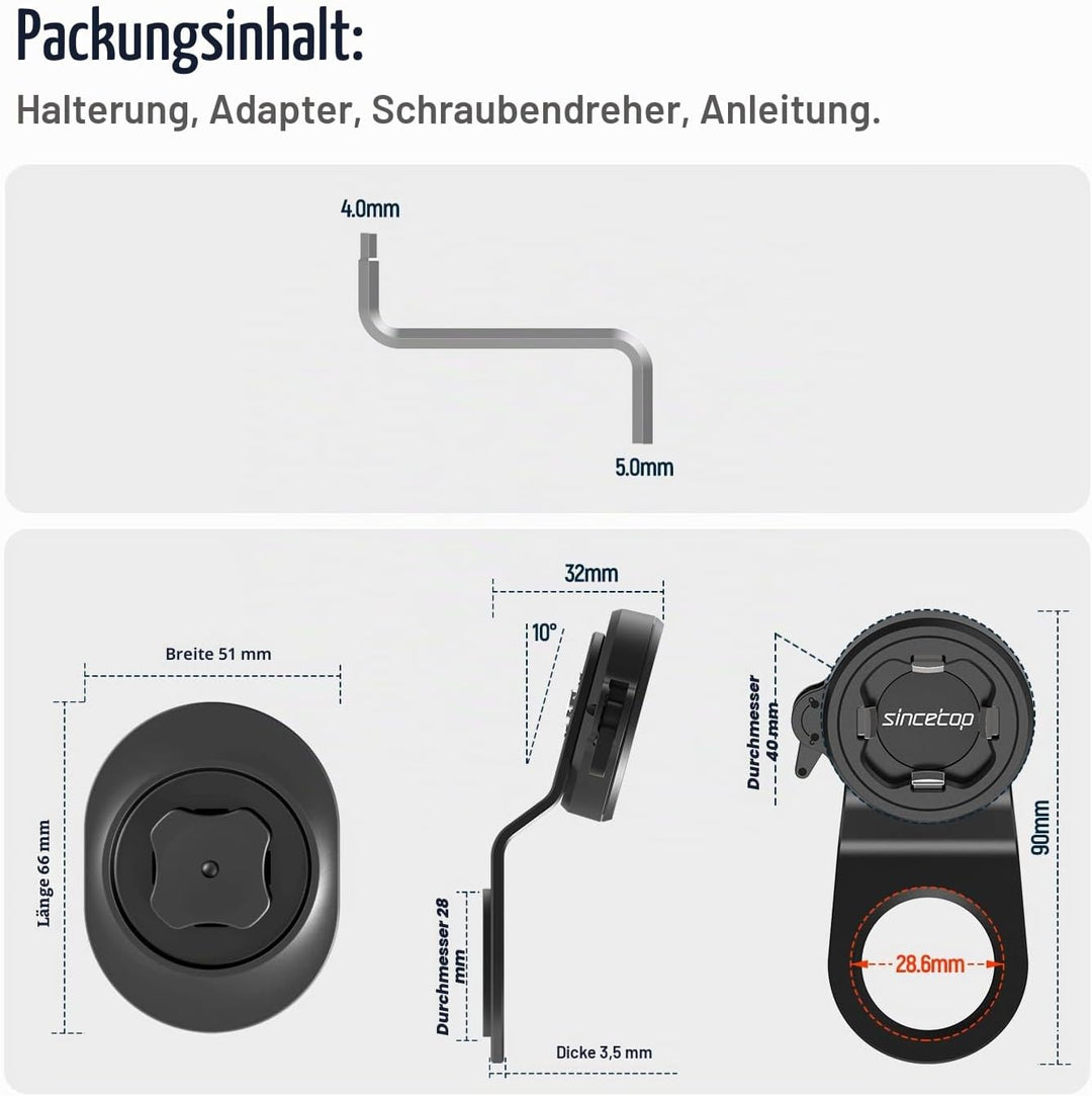 sincetop Fahrrad-Handyhalterung, Mountainbike-Vorbau Handyhalter, universelle Aluminium-Lenkerhalter