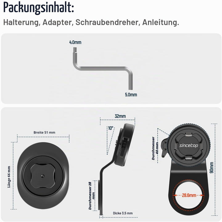 sincetop Fahrrad-Handyhalterung, Mountainbike-Vorbau Handyhalter, universelle Aluminium-Lenkerhalter