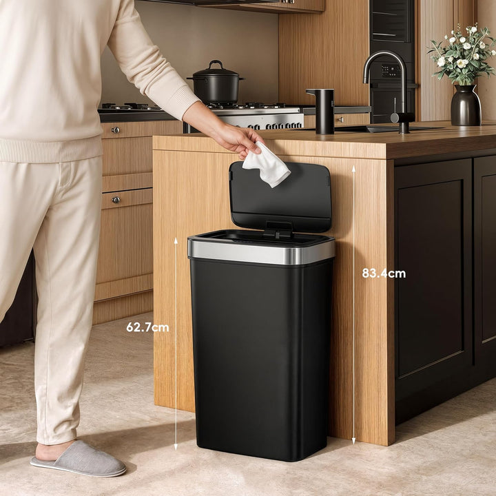 EKO Hana Deluxe 50L Mülleimer mit Sensor, Automatischer Mülleimer Küche, rechteckiger Bewegungssenso