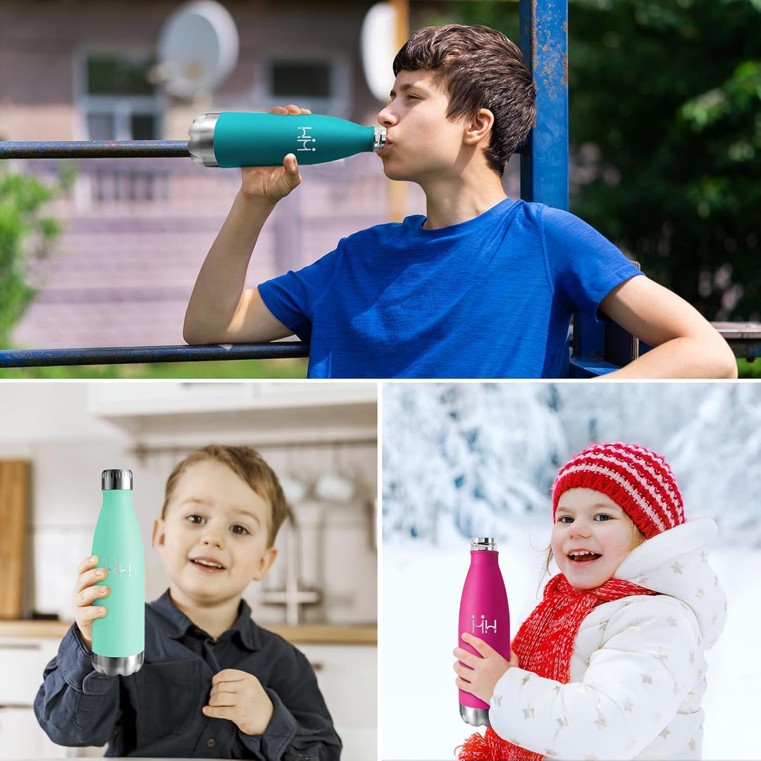 HoneyHolly Trinkflasche Edelstahl, Trinkflasche Kinder, 500ML BPA-frei, Thermosflasche, Wasserflasch
