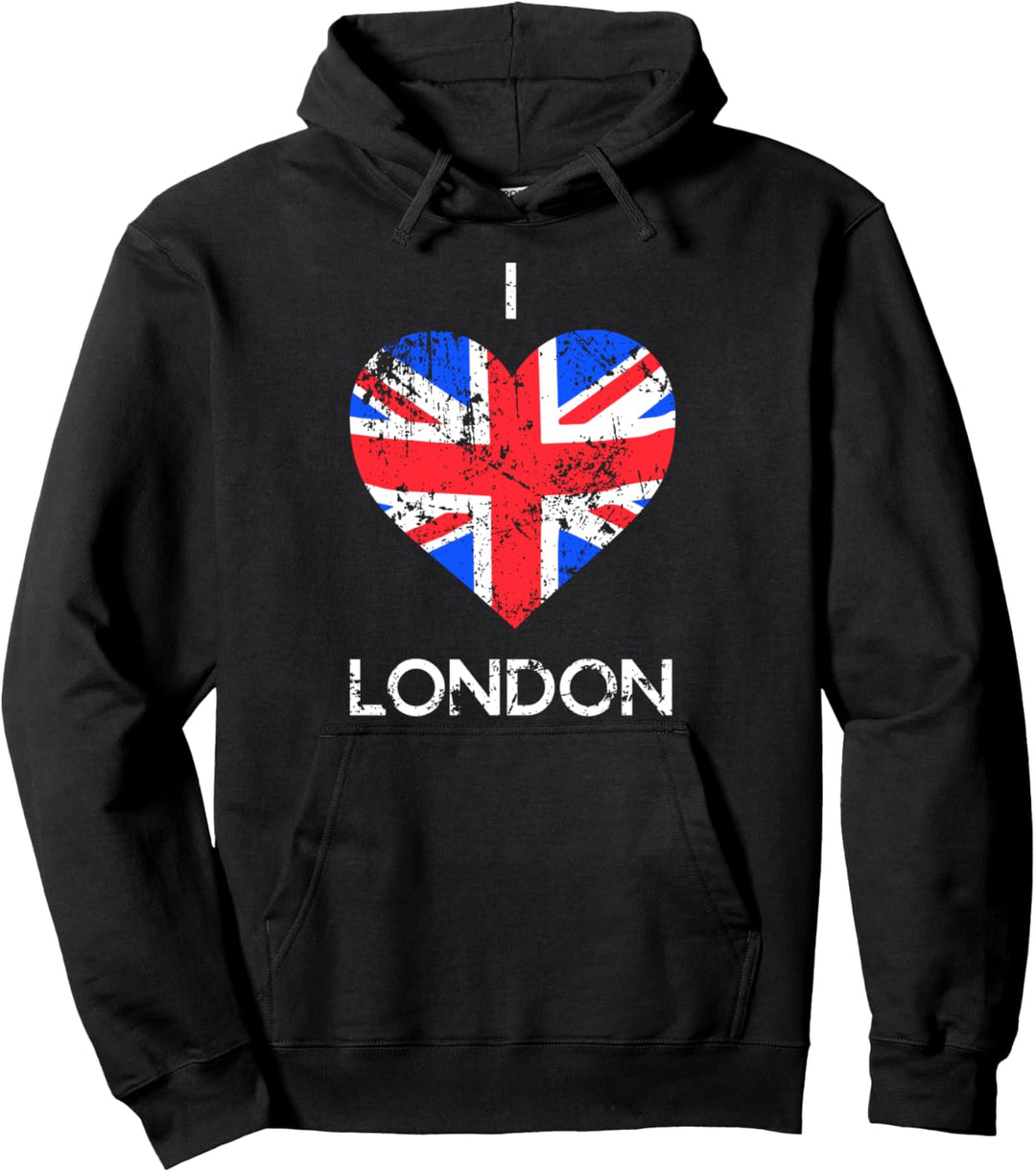 I Love London Shirt Distressed Union Jack Herz Tee Pullover Hoodie