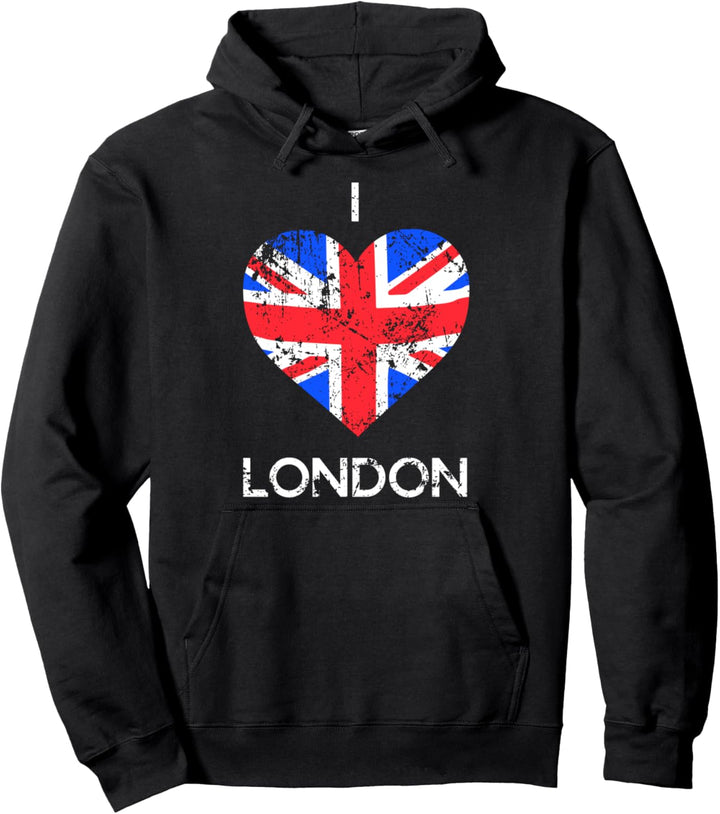 I Love London Shirt Distressed Union Jack Herz Tee Pullover Hoodie
