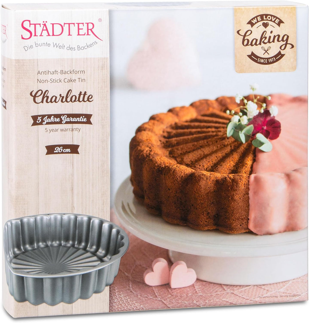 Städter we love baking Charlotte Backform aus Metall, Durchmesser: 26cm, Füllmenge: 2750 ml, Tempera