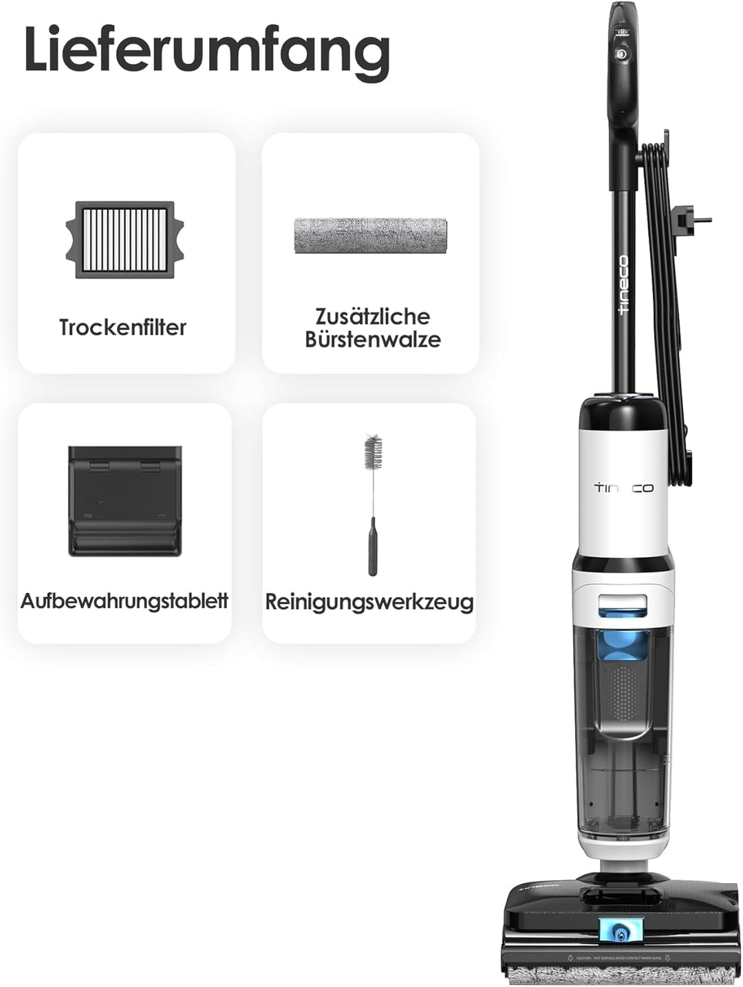 Tineco FLOOR ONE S6 Stretch Steam Nass Trockensauger, 160 °C Tineco BoostSteam, Anti-Verwicklungs-De