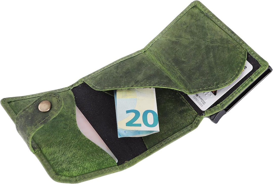 hodalump Kompaktes Kreditkartenetui mit Schutzhülle aus Echt-Leder - Kreditkartenhalter für Damen un