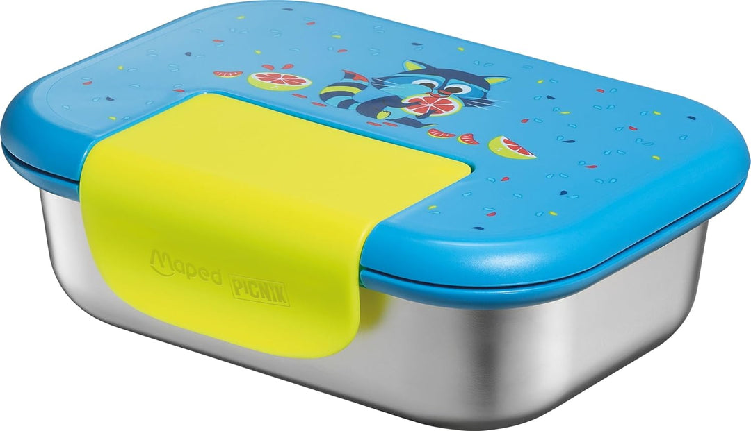 Maped PICNIK - Edelstahl-Lunchbox MINIZ Waschbär 900 ml EDELSTAHL Blau, EDELSTAHL Blau
