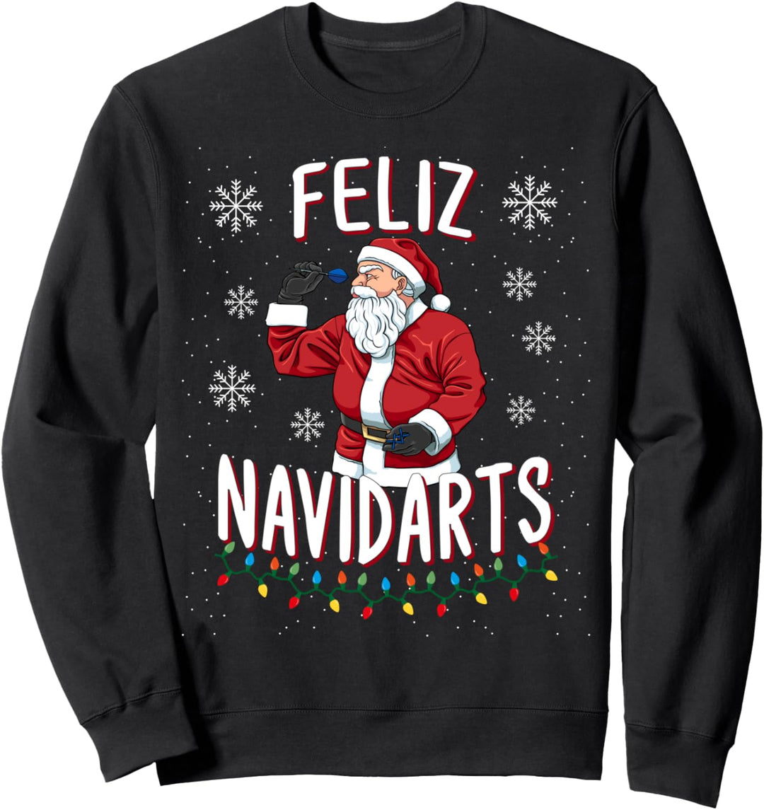 Lustiges Feliz Navidarts Dart Wortspiel Weihnachten Geschenk Sweatshirt