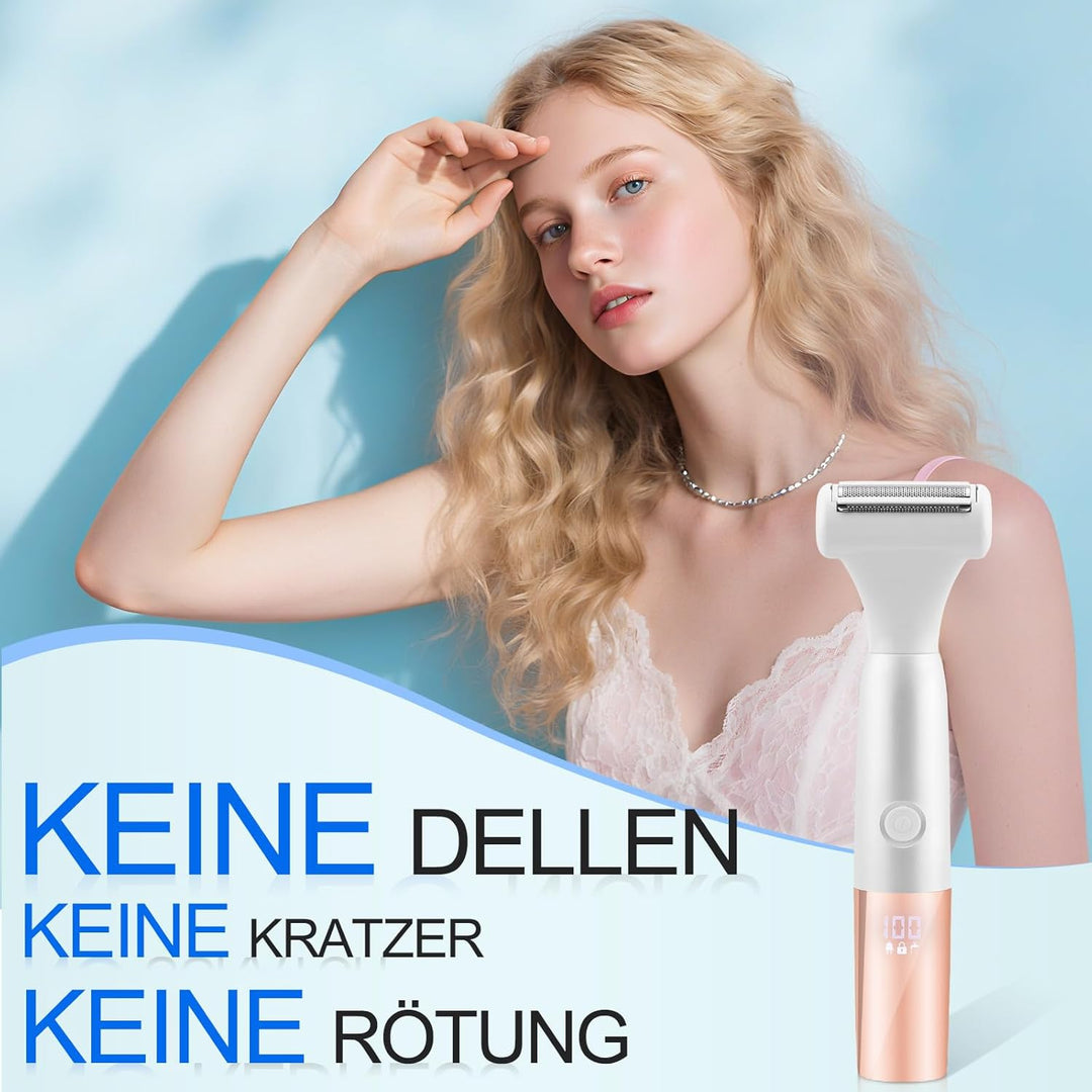 5-In-1 Bikini Trimmer, Kabellos Rasierer Damen, Elektrischer Intimrasierer für Frauen, IPX7 Wasserdi