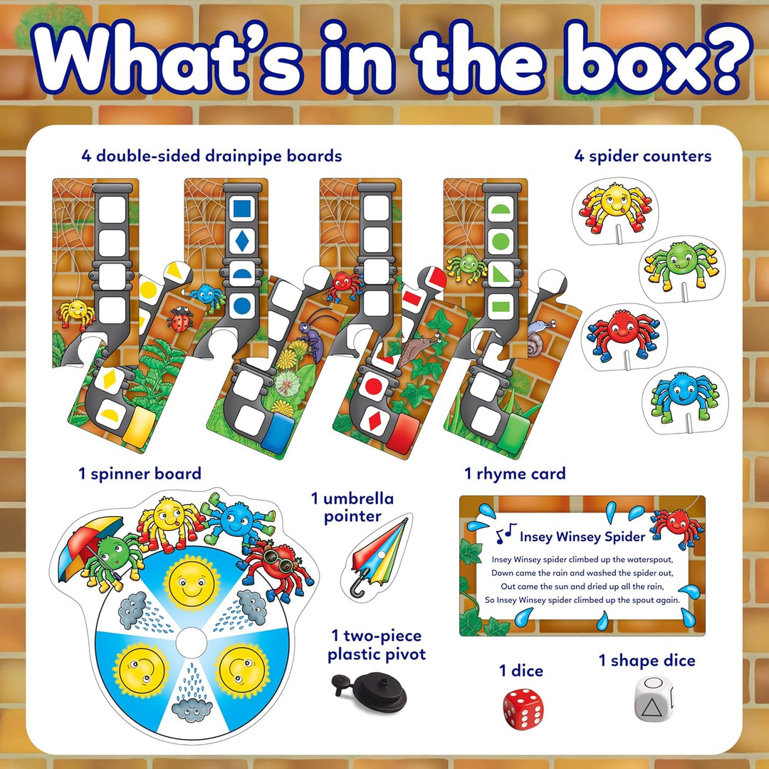 Orchard Toys Insey Winsey Spider Game, Shape and Counting Game for Preschoolers, Perfect for Childre