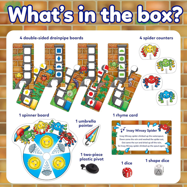 Orchard Toys Insey Winsey Spider Game, Shape and Counting Game for Preschoolers, Perfect for Childre