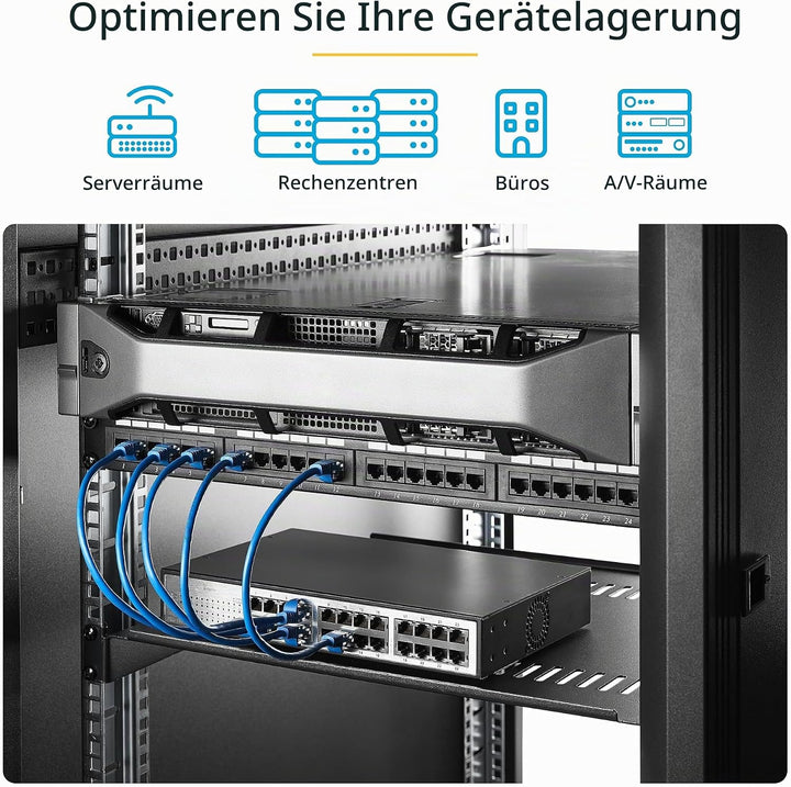 StarTech.com 1HE Fachboden - 1U perforiertes Universal-Rack-Montage-Regal für 19 Zoll Netzwerkschrän