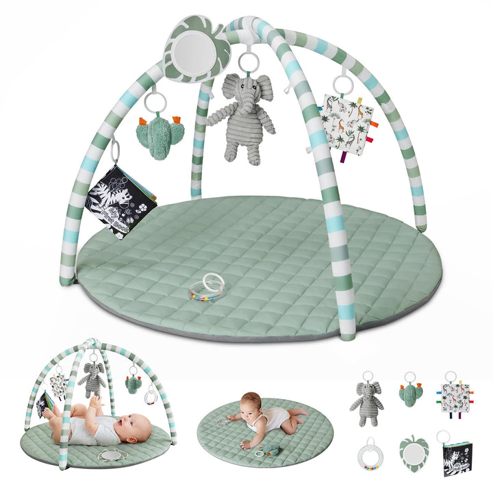 Blissful Diary Spielbogen Baby, Spieldecke Baby Gym Activity Decke mit 6 Abnehmbare Spielzeuge, krab