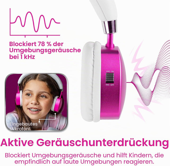Puro Sound Labs PuroQuiet Plus Lautstärkebegrenzte On-Ear Active Noise Cancelling Bluetooth Kopfhöre