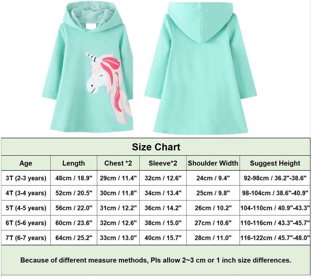 JinBei Mädchen Kapuzenkleid Langarm Kapuzenpullover Baumwolle Pullover Hoodie Sweatshirt Kleid Freiz