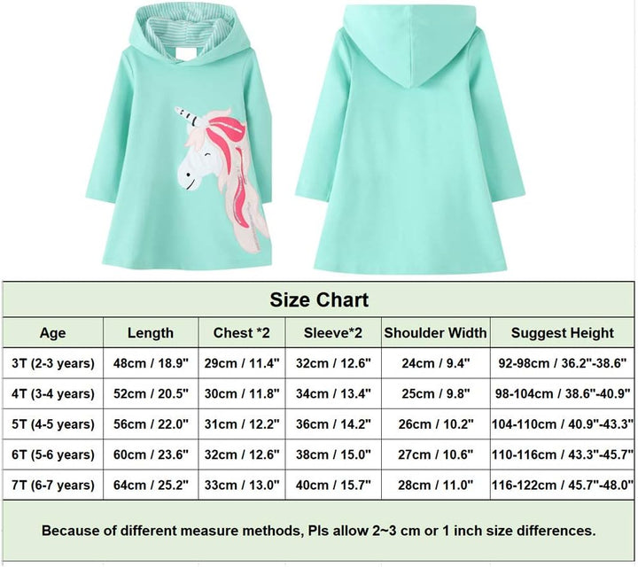 JinBei Mädchen Kapuzenkleid Langarm Kapuzenpullover Baumwolle Pullover Hoodie Sweatshirt Kleid Freiz