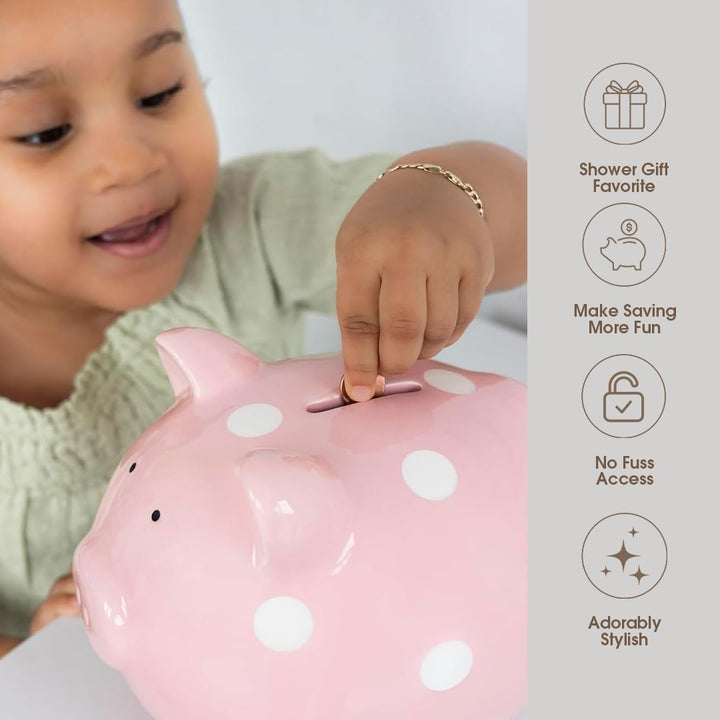 Pearhead 40105 Keramik Sparschwein, rosa Pink Piggy Bank, Pink Piggy Bank