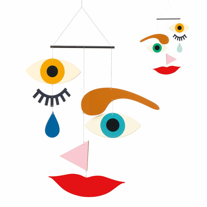 DJECO Make-A-Face Mobile – Spass & einfach magnetisch, Holz-Mobile für Zuhause oder Geschenke – krea