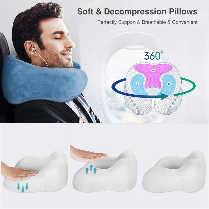 FANDARE Nackenkissen Reisekissen aus Memory-Schaum Neck Pillow Nackenhörnchen Komfortabel Verstellba