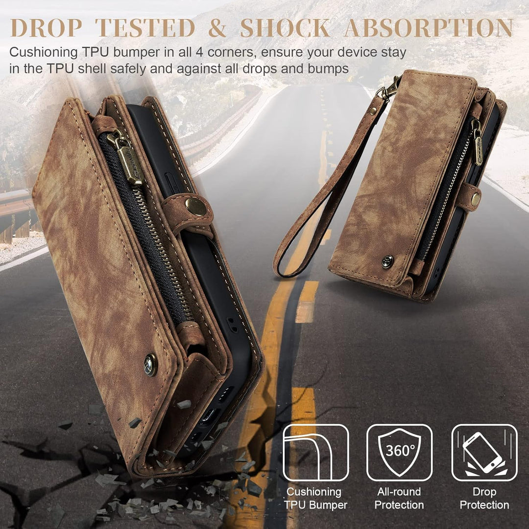 UFinetech iPhone 14 Pro Hülle, Flip Leder TPU Stossfest Kartenfach Tasche Handyhülle iPhone 14 Pro (