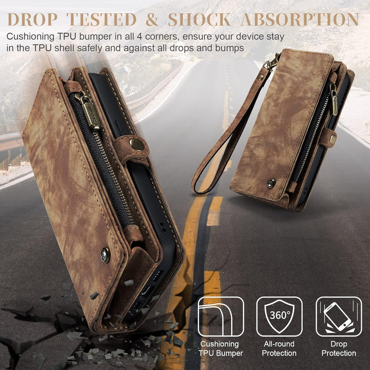 UFinetech iPhone 14 Pro Hülle, Flip Leder TPU Stossfest Kartenfach Tasche Handyhülle iPhone 14 Pro (