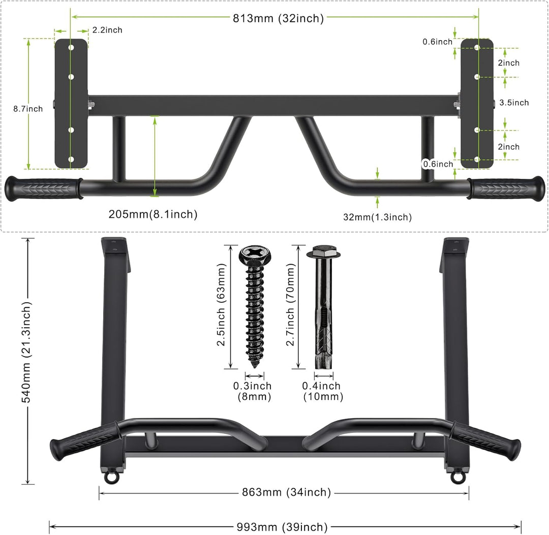 Kipika Deckenmontierte Klimmzugstange, Montierte Klimmzugstange, Höhenverstellbar, Ideal für Home Gy