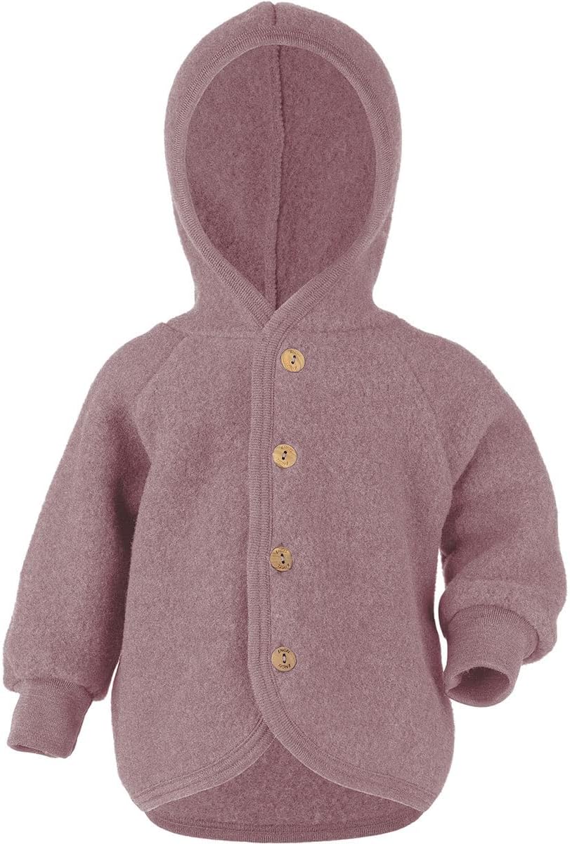 Engel Baby Jacke mit Kapuze Wollfleece 50-56 Rosenholz Melange, 50-56 Rosenholz Melange